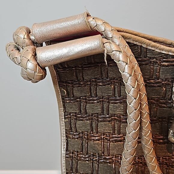 Elaine Turner Sophie Vertical Moroccan Espresso Brown Woven Handbag Large Tote - Picture 3 of 12